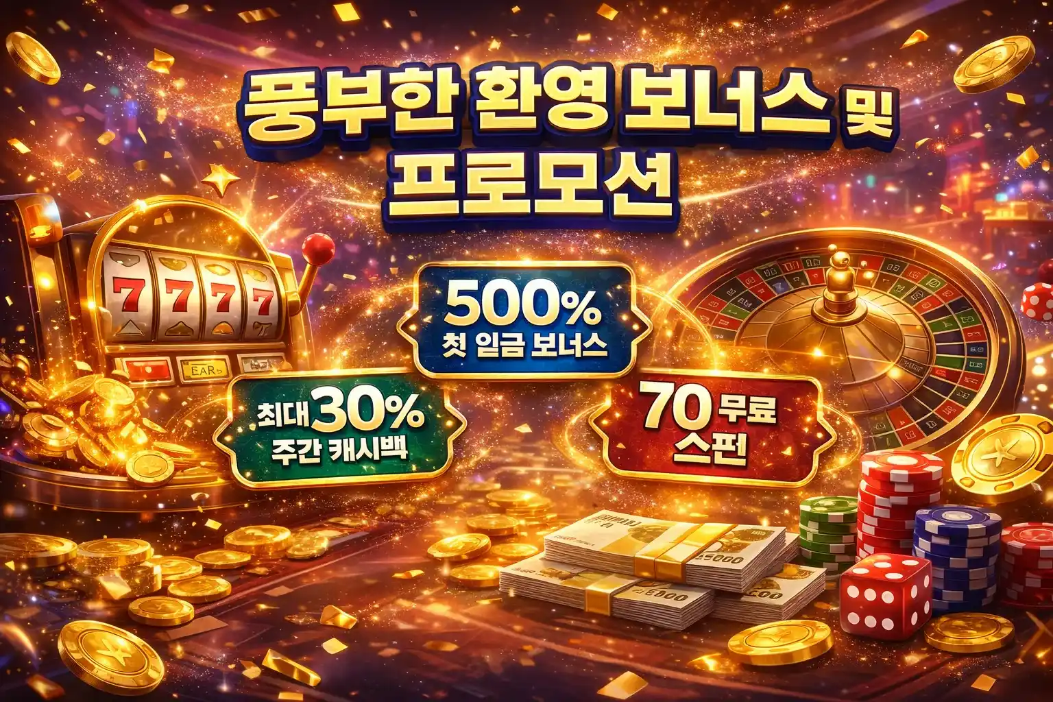 풍부한 환영 보너스 및 프로모션